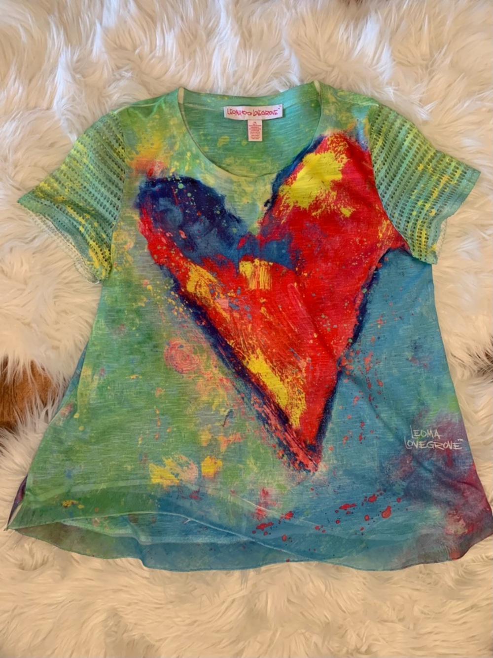 Leoma Lovegrove Crew Neck Summer Heart Tee Vacation Beach P Medium